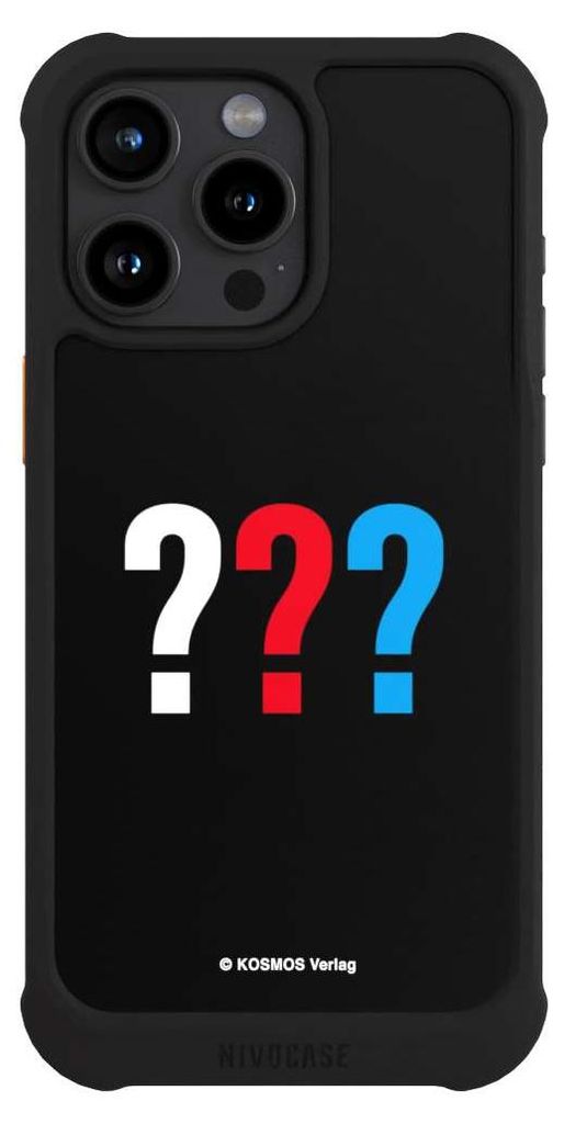 NIVOCASE Hülle für Apple iPhone 15 Pro Max Stoßfeste Handyhülle NIVOmax Case Schwarz Logo Offizielles Lizenzprodukt Die drei ???