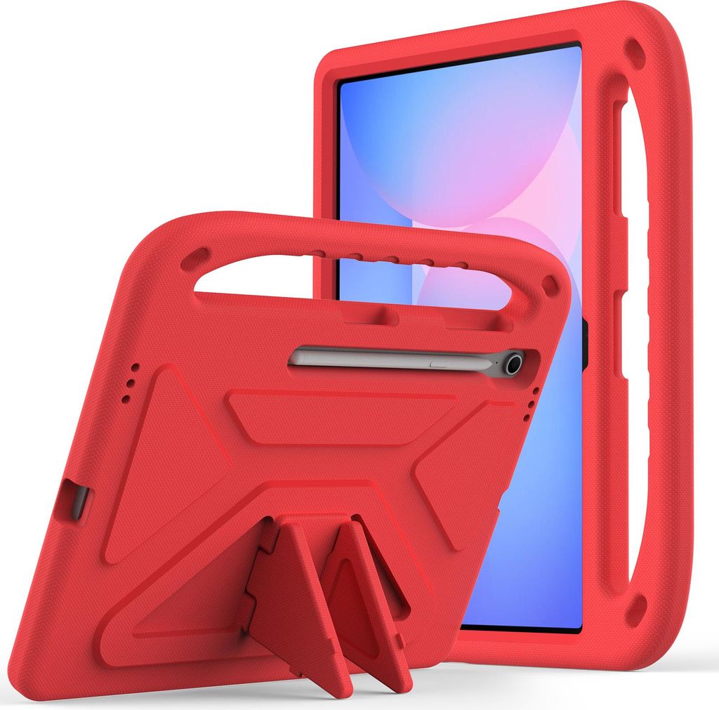 Hülle für Samsung Galaxy Tab S10 FE+ 13,1" 2025 X620, Leichte Stoßfeste Eva Kinder Schutzhülle mit Griff und Faltbarem Ständer Rot
