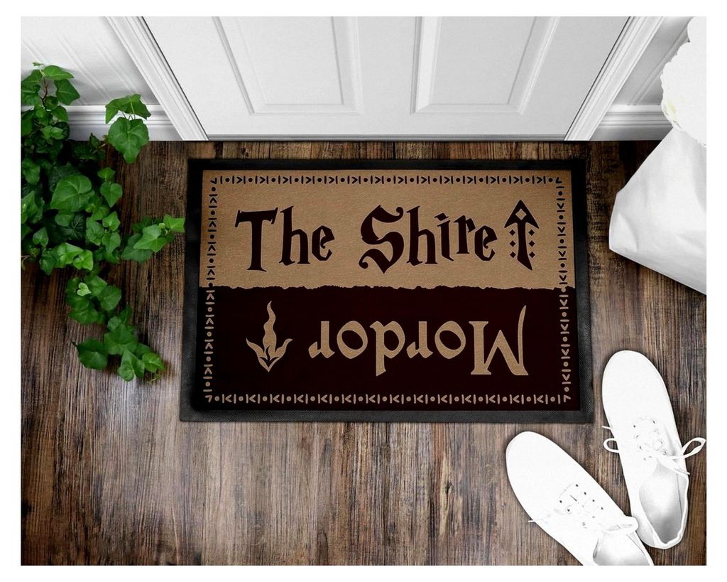 Lustige Fußmatte mit Spruch - The Shire Mordor - Für Film-Fans und Fantasy-Liebhaber - Rutschfest und waschbar - 60x40cm