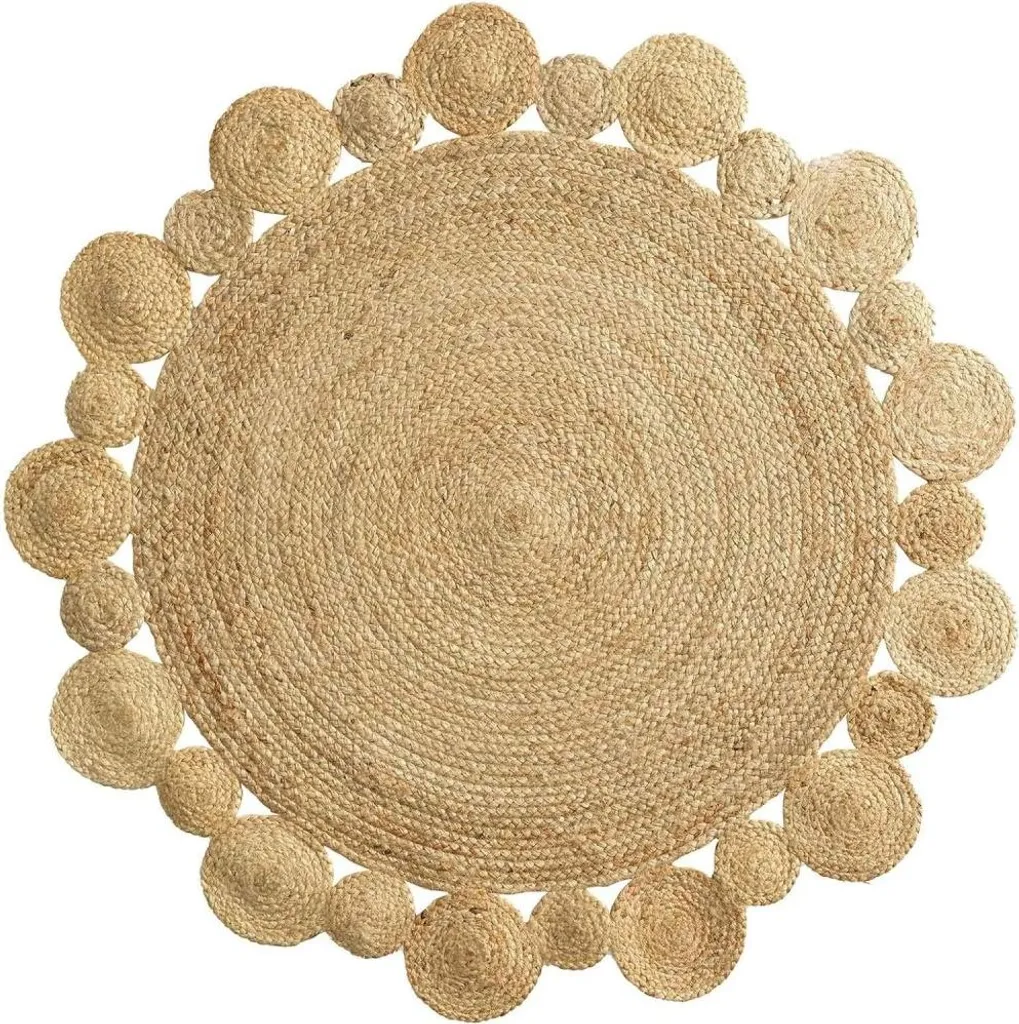 Tapis Fibre Naturelle Jute Beige - Finition Ajourée Cordou Haute Qualité