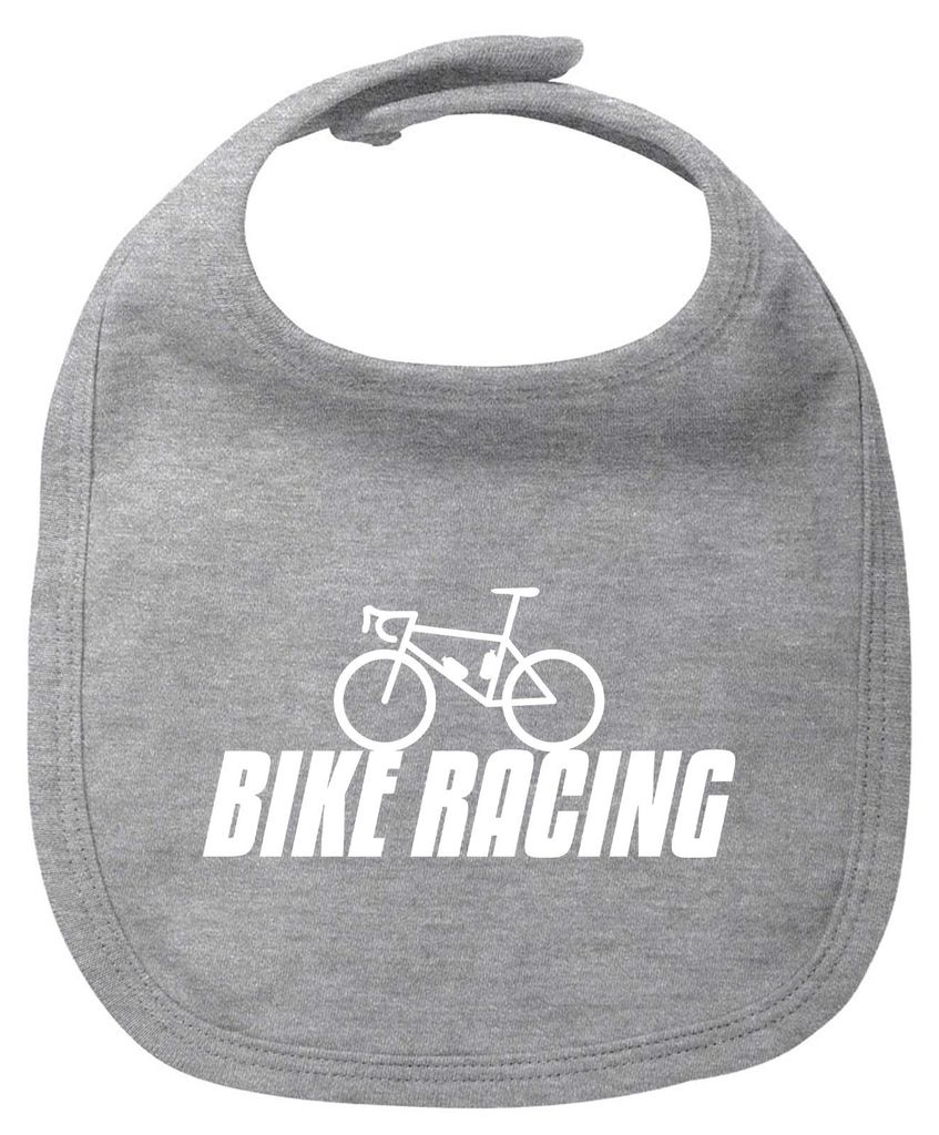 Huuraa Baby Lätzchen Bike Racing Fahrrad Heather Grey Klettverschluss Baumwolle Latz Geschenkidee