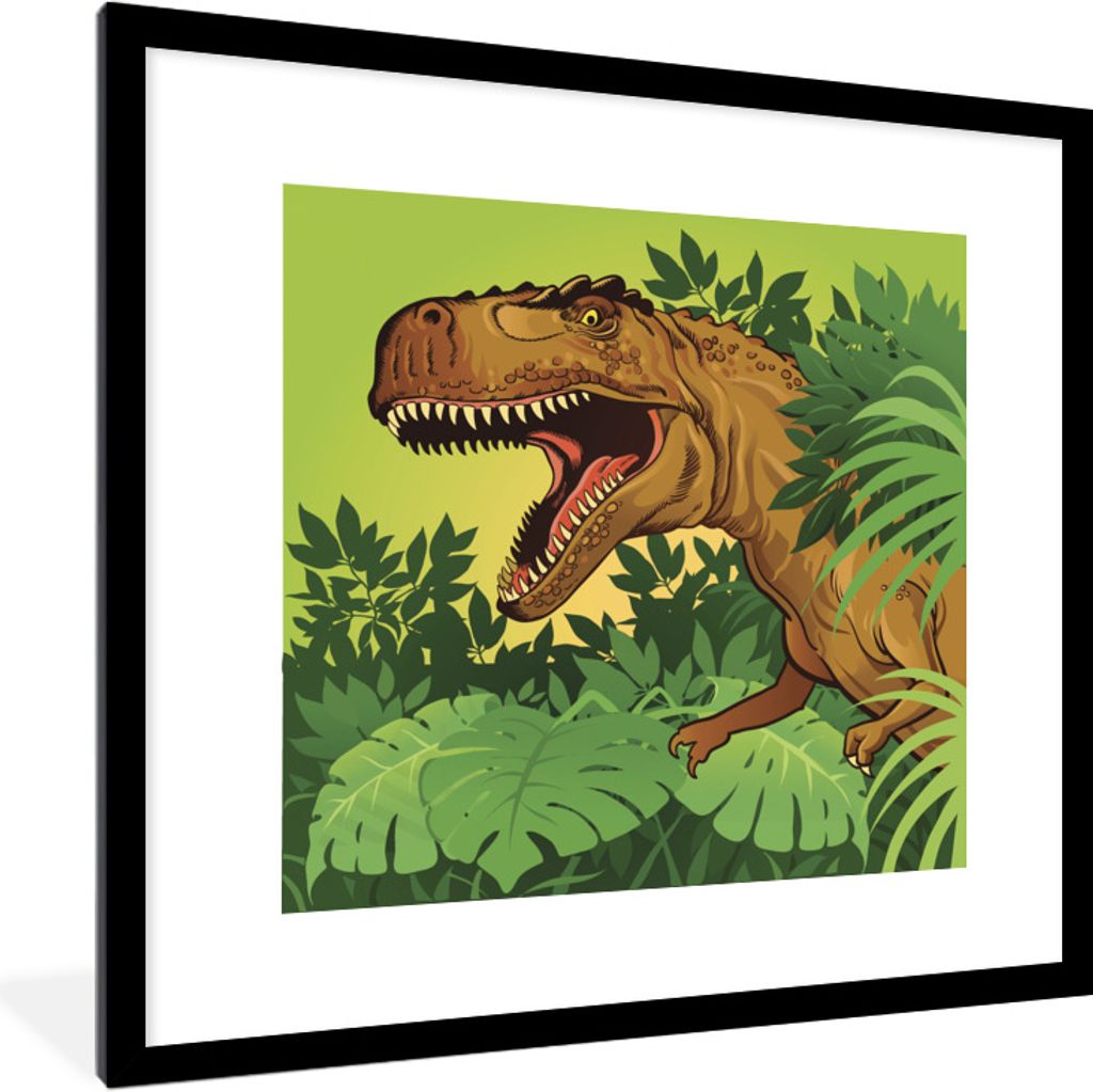 MuchoWow® Gerahmtes Poster Dinosaurier - Pflanzen - Braun - Produktbild 