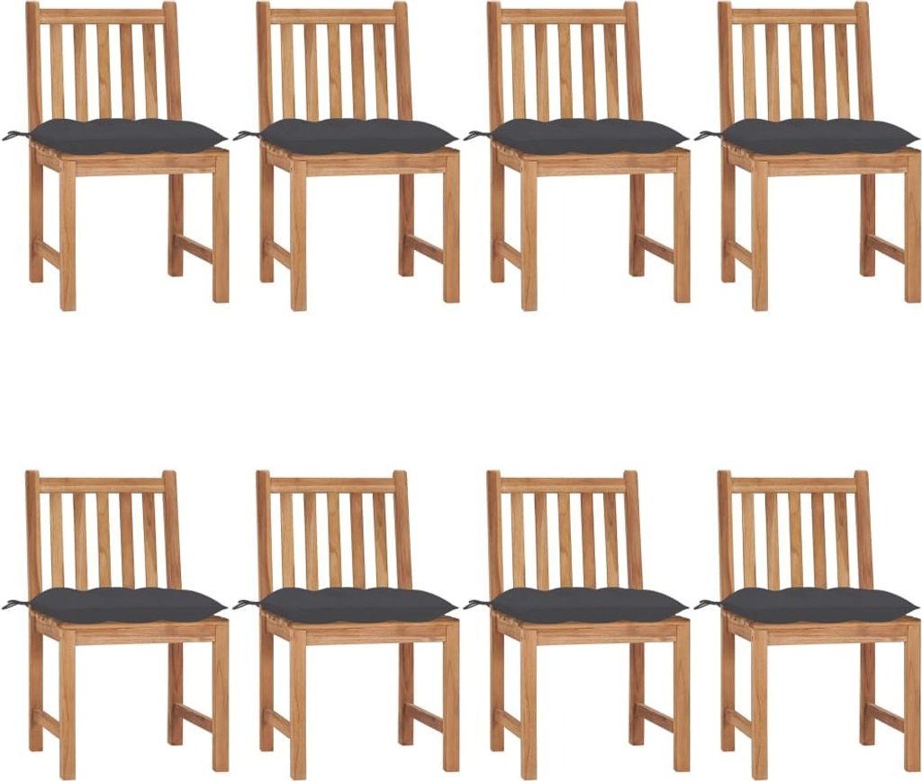 Gartenstühle 8 Stk. mit Kissen Massivholz Teak