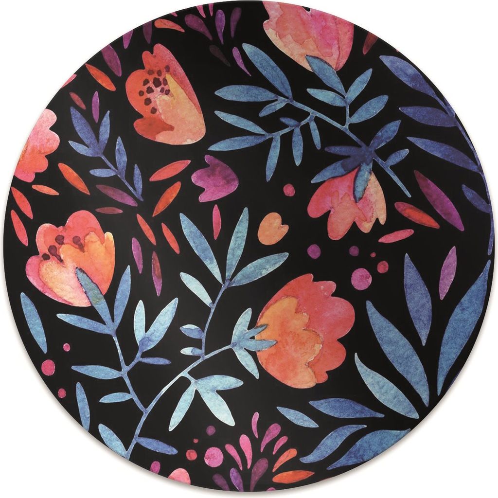 Rundmatte - Stuhlunterlage Bürostuhlunterlage - Rund Ø 100 cm - Bodenmatte - Fußmatte - Blumenmuster
