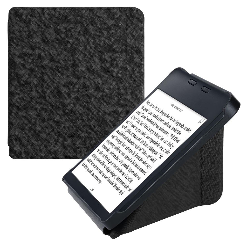 kwmobile Schutzhülle für Kobo Libra 2 Hülle - Kunstleder Case - eReader Klapphülle mit Auto Sleep Funktion - Cover mit Ständer - Schwarz