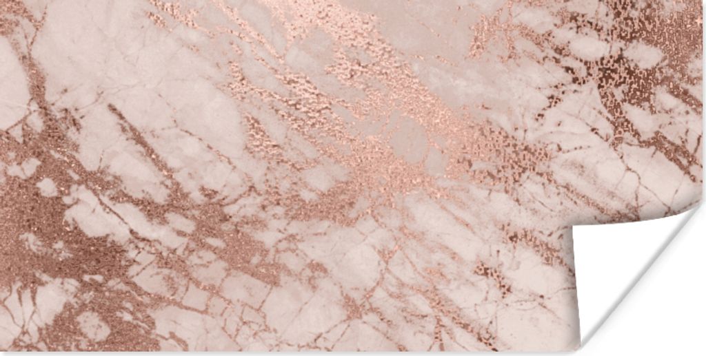 MuchoWow Poster Marmor - Rosa - Luxus - Marmoroptik - Glitzer - Design 80x40 cm - Wanddeko