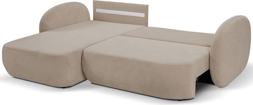 Masseno Ecksofa AMICO L-S mit Schlaffunktion L-Form, Sofa mit Bettkasten, Wohnzimmersofa, Couch, Soffa, Bettsofa, Couchgarnitur- Beige, ARAGON 14