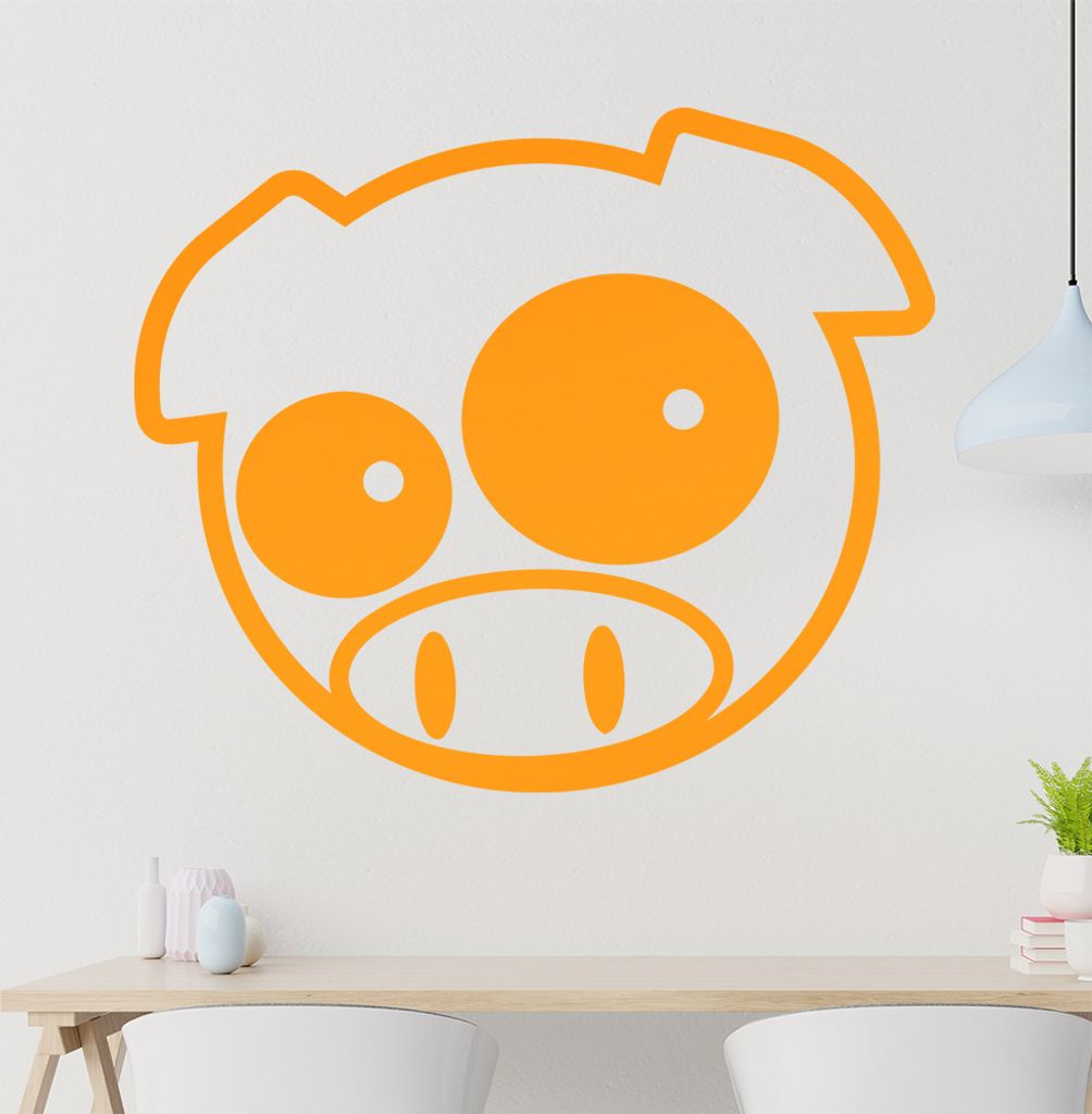 Schwein Wandtattoo in 6 Größen - Wandaufkleber Wall Sticker - Dekoration, Küche, Wohnzimmer, Schlafzimmer, Badezimmer