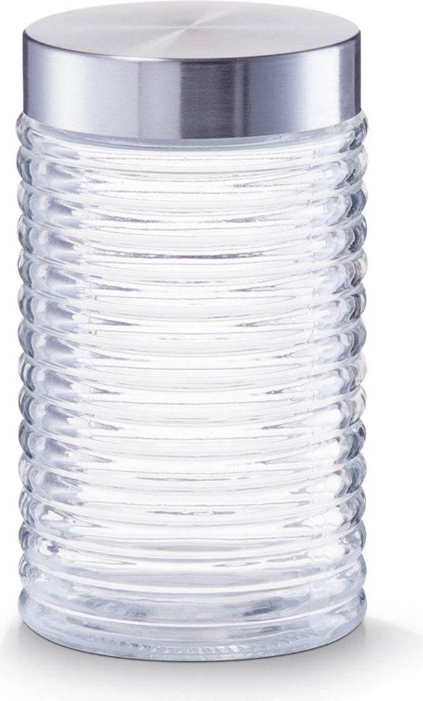 Zeller Vorratsglas "gerillt", 1000 ml, Edelstahldeckel Ø10,5x17,5