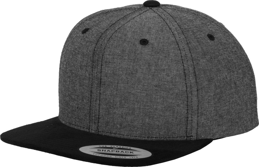 Yupoong Flexfit Uni Baseball Kappe Chambray-Rauleder RW3299 (Einheitsgröße) (Schwarz/Schwarz)