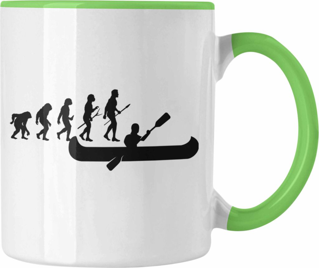 Trendation - Kajak Kanu Tasse Geschenk Kanu-Fahrer Geschenkidee Evolution Geburtstag Überraschung (Grün)