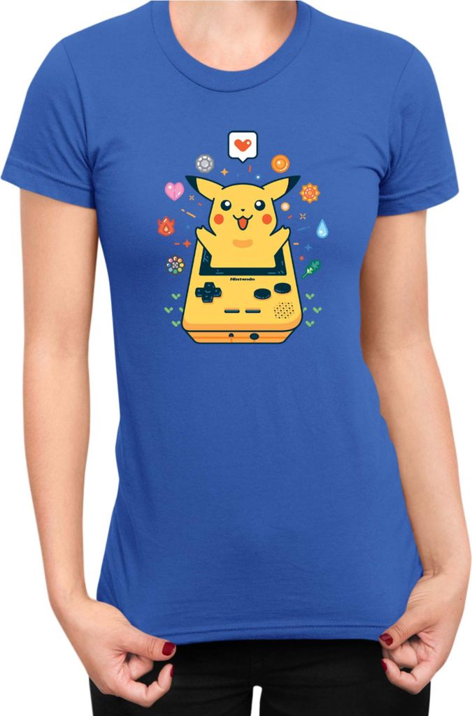 Damen T-Shirt Japan Manga Anime Comics Pokemon 037, Lady L / Blau