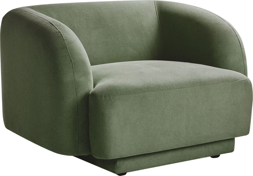 BELIANI Sessel Grün aus Stoff mit Armlehnen Geschwungene Form Modernes Design Art Deco Glamour Retro Stil Polstersessel Stoffsessel