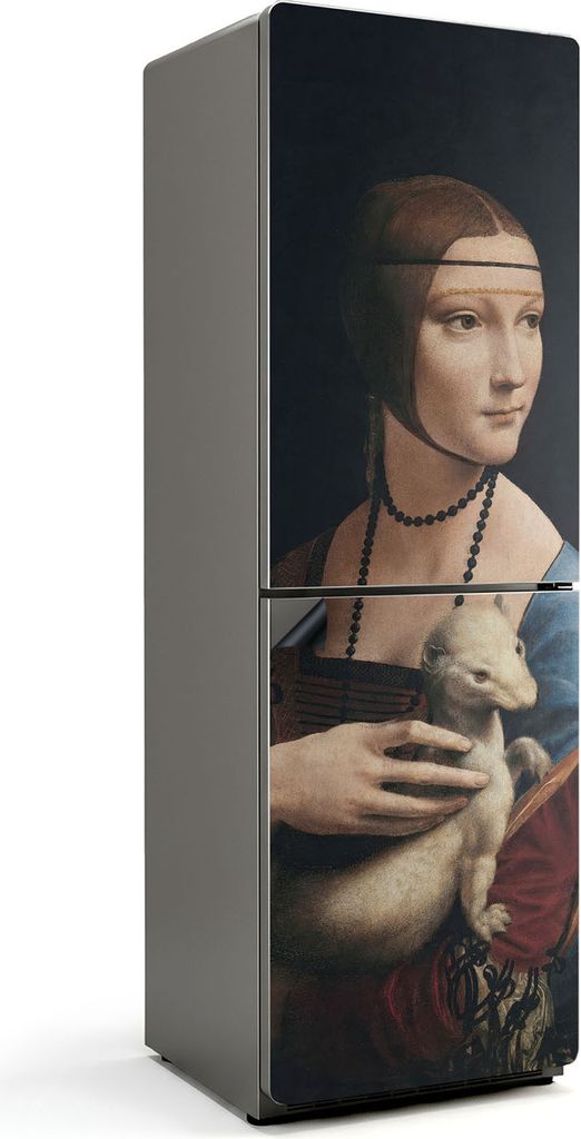 Die Dame mit dem Hermelin von Leonardo da Vinci – Magnetische Kühlschrank Abdeckung – Dekorfolie magnetisch Küche – Kühlschrank Magnet Dek...