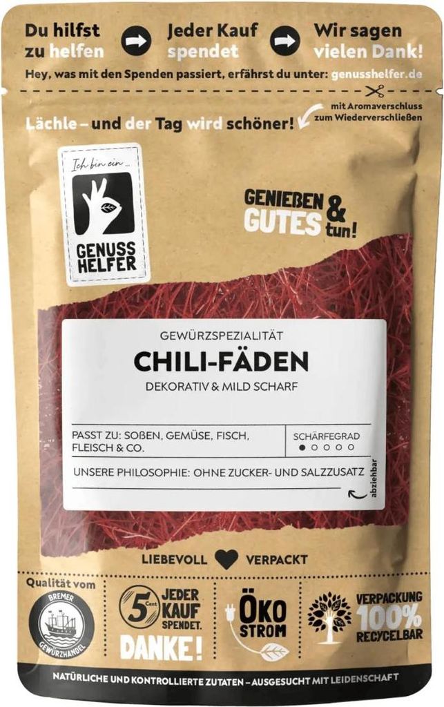 Chili Fäden, Chili-Schoten geschnitten, 3 x 15g Produktbild 