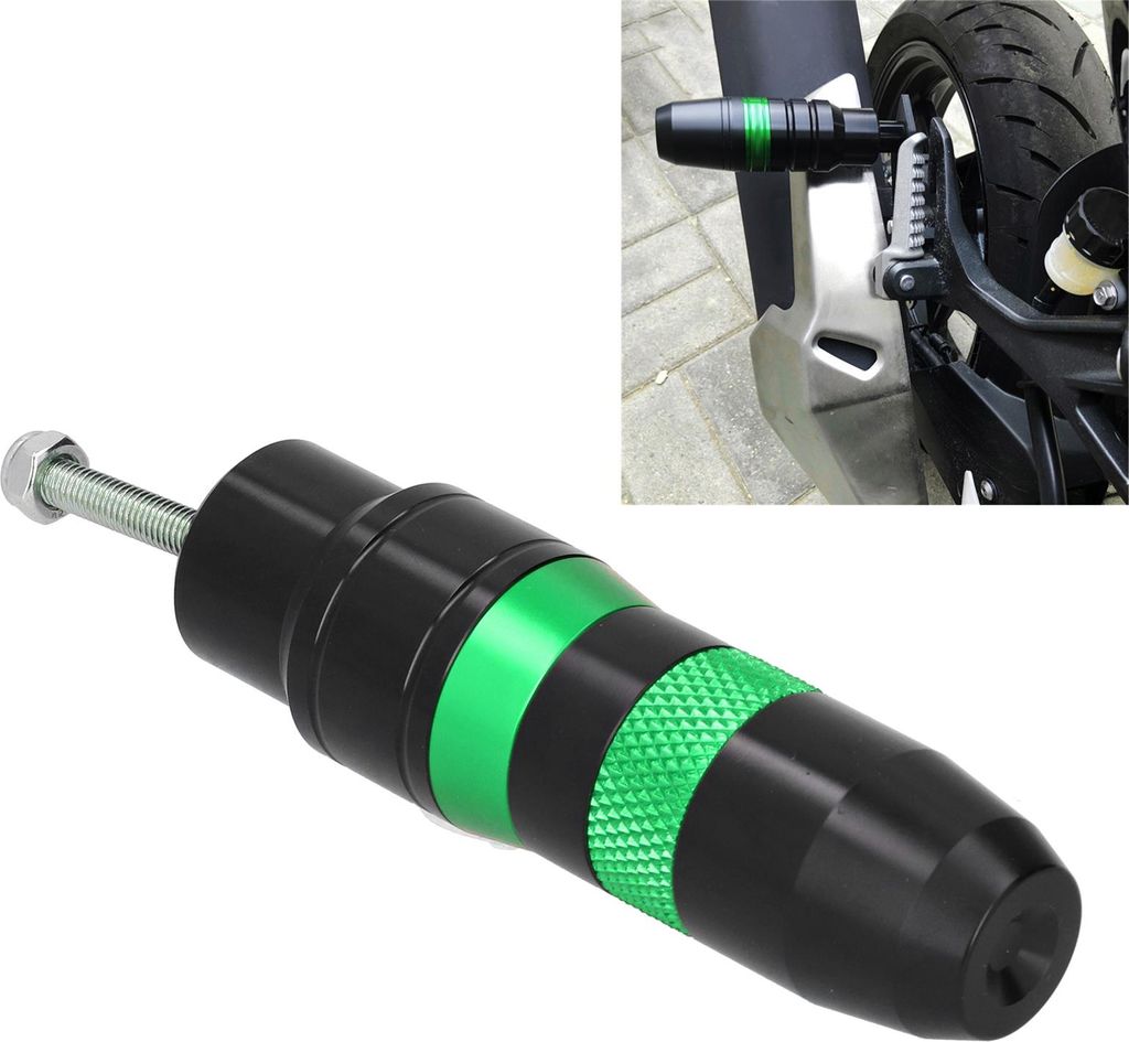 Motorrad-Auspuffrohr-Schieber, Aluminiumlegierung, Anti-Fall-Schutz, universell (grün)