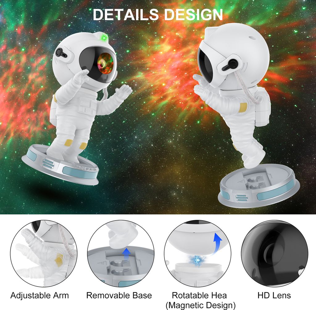 Astronaut Nachtlicht LED Sternenhimmel Licht Projektor Produktbild 7