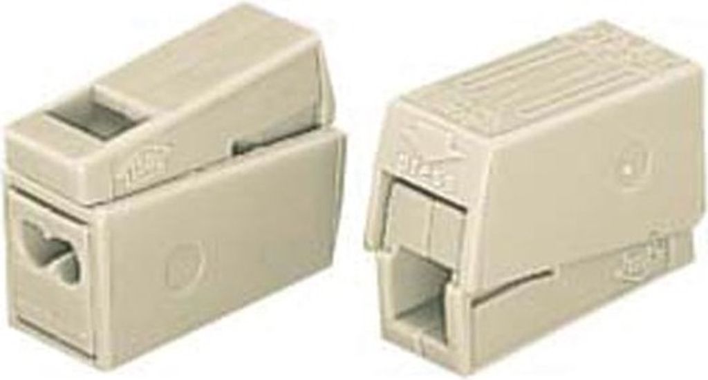 Two beige electrical connectors are shown against a white background.