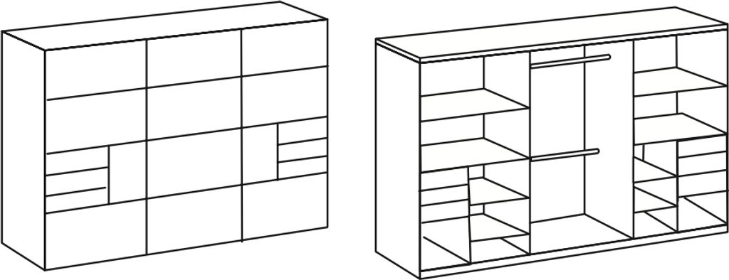 Schwebetürenschrank - 270 x 208 cm - 6 Schubladen - Graphit Produktbild 8