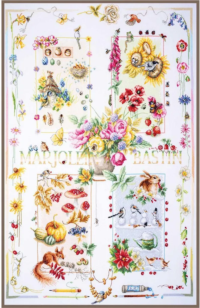 Broderie Point de Croix 4 Saisons 62x88cm Lanarte Projet Déco Salon