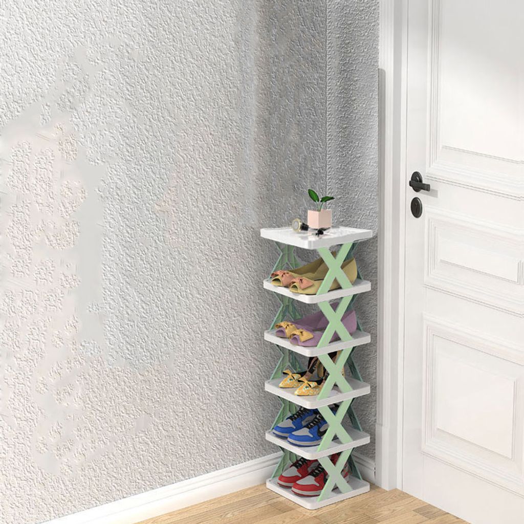 360Home Einfaches Schuhregal abnehmbar Grün 6 Ebenen Produktbild 