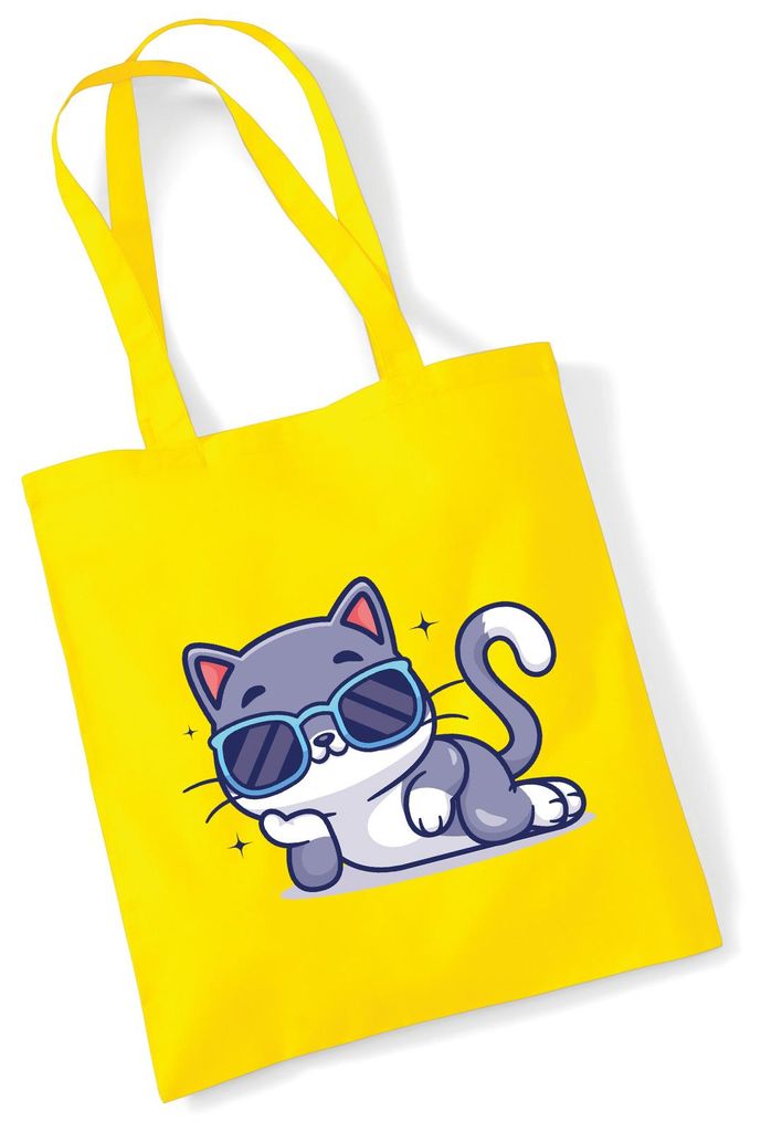 Huuraa Jutebeutel Cool Cat Comic 10 Liter Yellow Baumwolle Tasche Geschenkidee