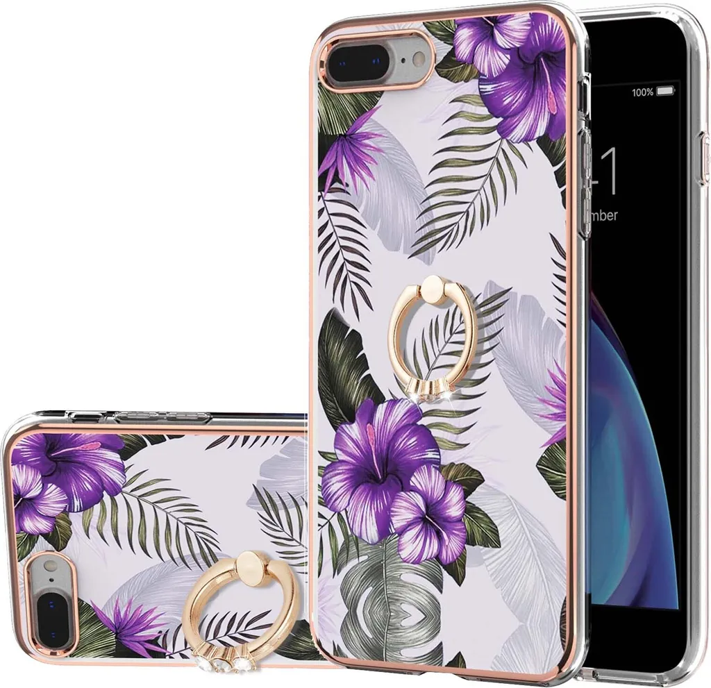 Custodia Elegance iPhone 8 Plus Viola | Minimal TPU con Ring Stand