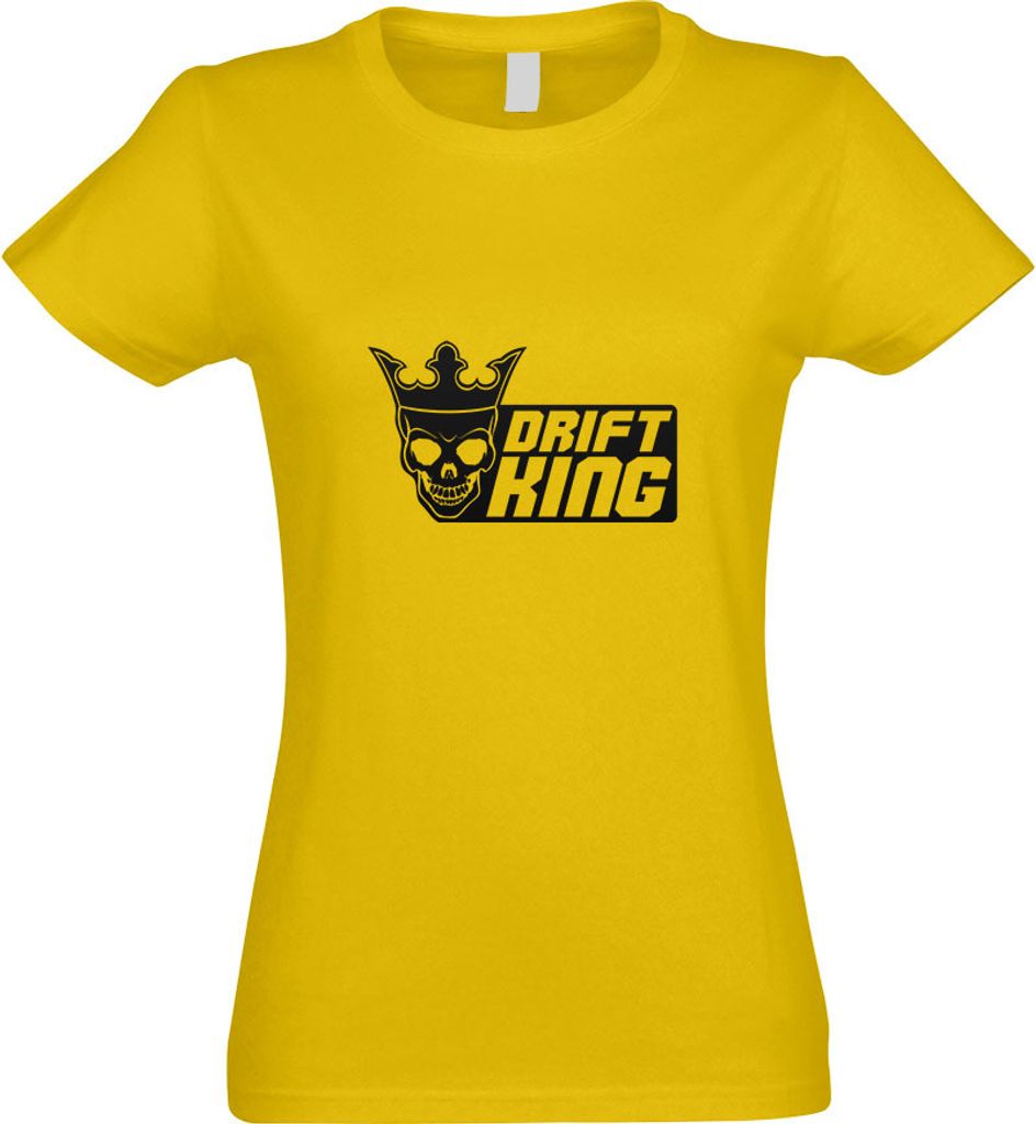 Kiwistar - T-Shirt tailliert - Damen - gelb - Drift King - mit Motiv Bedruckt - Funshirt Design - Sport - Freizeit - Damen - L