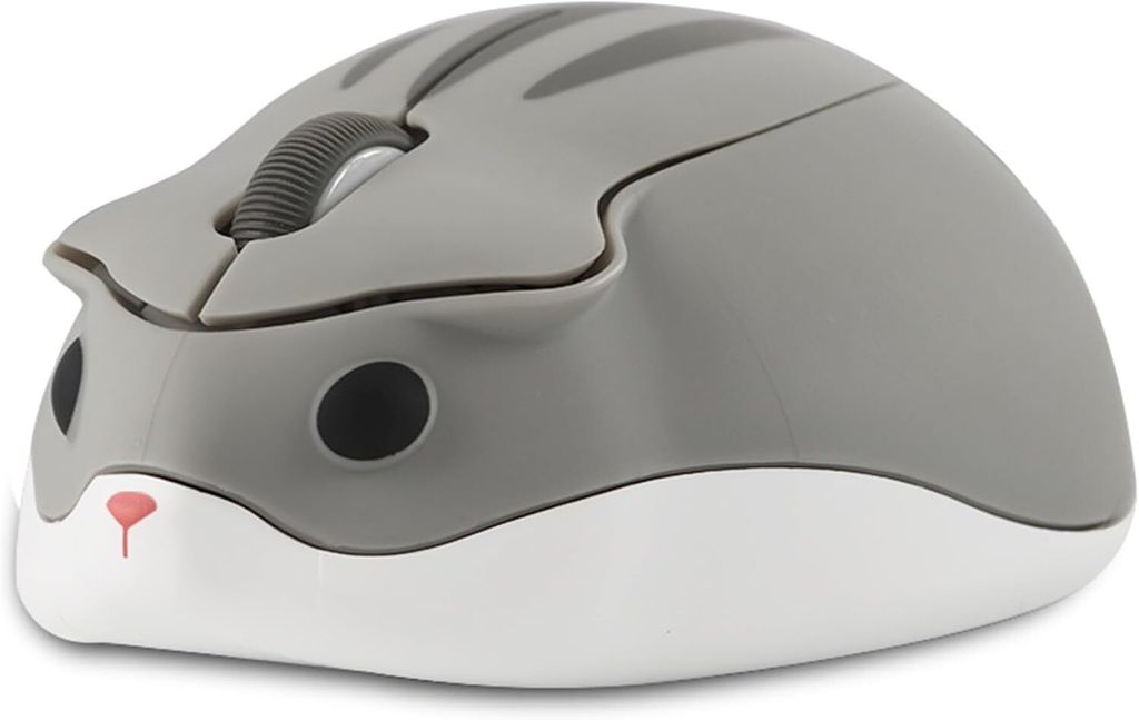 Kabellose Maus Cute Cartoon Hamster Shape Mouse Portable Travel 2.4GHz 1200DPI Optical Cordless Mouse mit USB-Empfänger Compact Silent Mäuse (Grau)