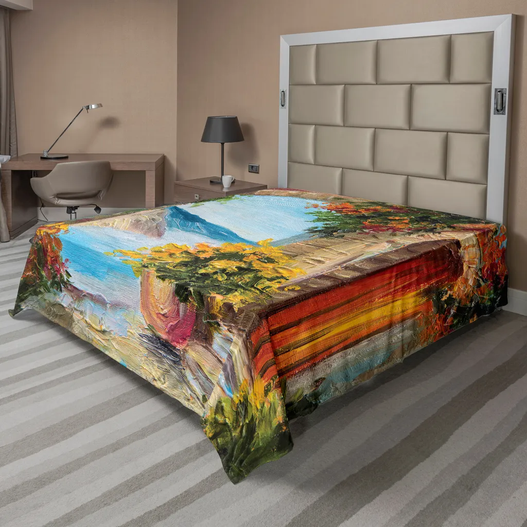 Drap Grand Lit Confortable Finition Artistique pour Déco Chambre Zen
