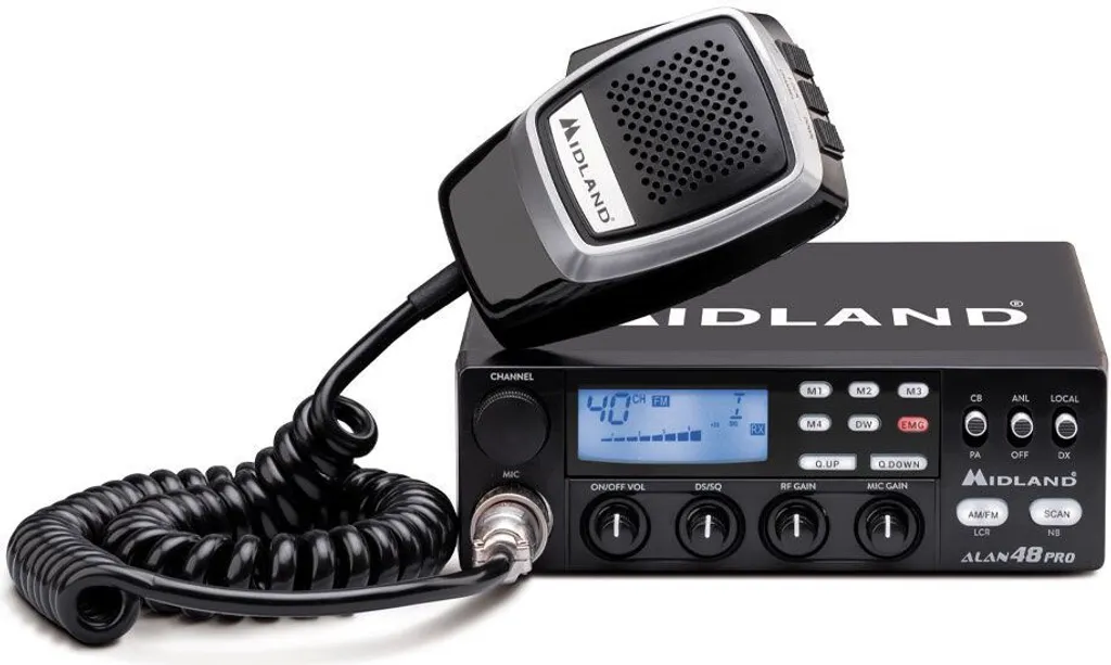 Poste Radio CB Midland Alan 48 Pro Dispositif Mobile 400 Canaux Noir