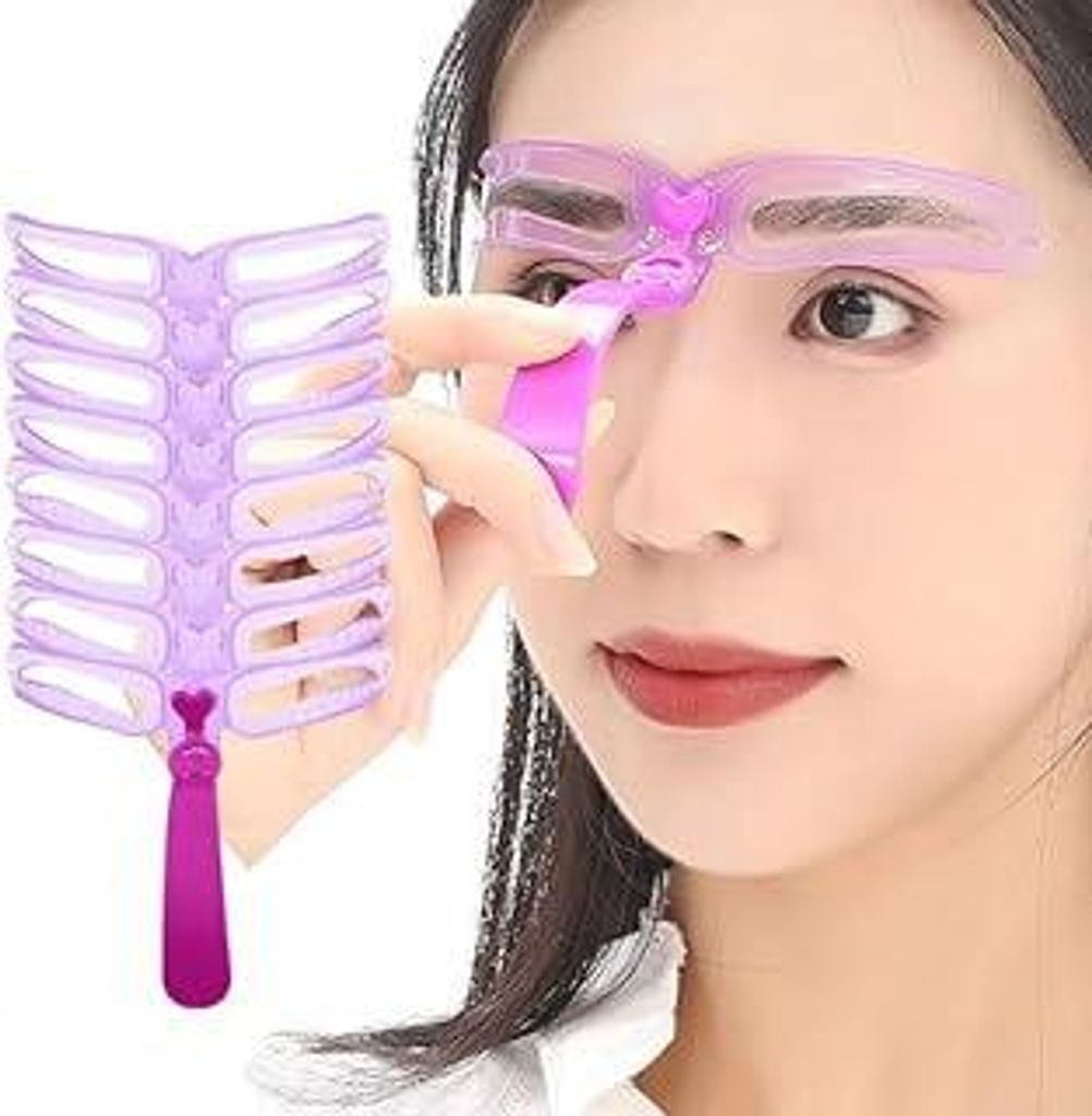 Augenbrauenschablonen Set 8-teilig mit Halterung & Gummiband – wiederverwendbare Stencil Schablonen für symmetrisches Augenbrauenstyling