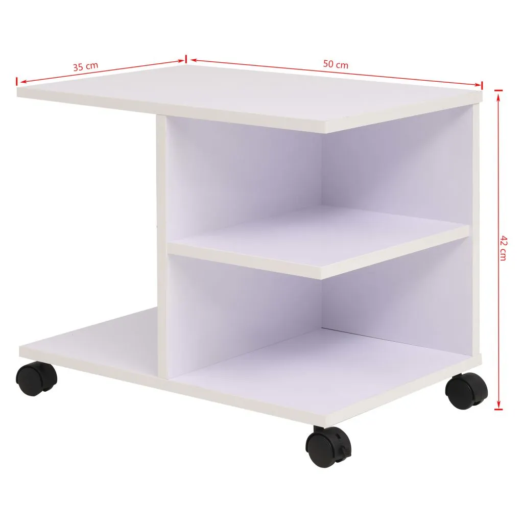 Petite table basse mobile blanche 50 cm - Desserte à roulettes pratique