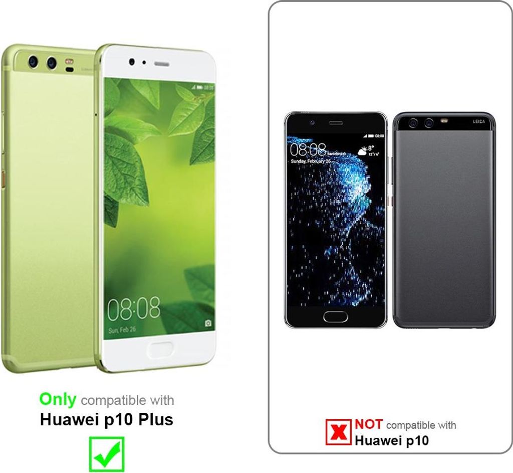 Cadorabo 3x Vollbild Panzer Folie für Huawei P10 PLUS Schutzfolie in Schwarz Tempered Display-Schutzglas