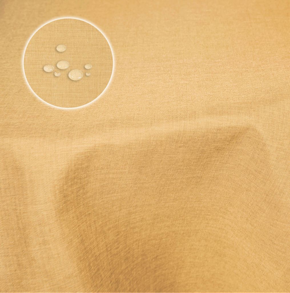 Tischdecke 160x260 cm gelb oval beschichtet Leinenoptik wasserabweisend Lotuseffekt