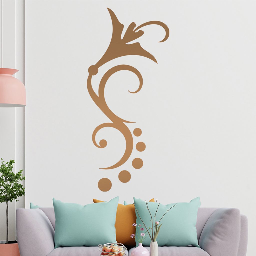 Blume - Linien Punkte Wandtattoo in 6 Größen - Wandaufkleber Wall Sticker - Dekoration, Küche, Wohnzimmer, Schlafzimmer, Badezimmer