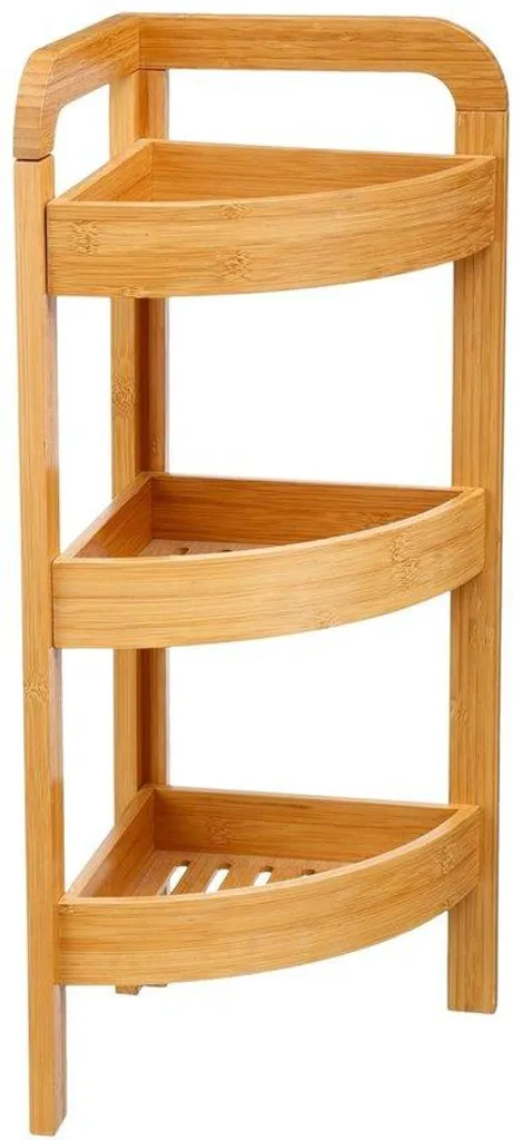 Meuble d'angle de salle de bain en bambou - Colonne de rangement 61cm