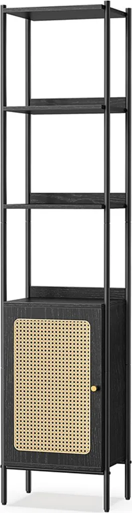 Étagère de rangement 6 étages en métal noir mat pour salon et bureau pro