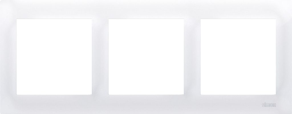 A white three-gang switch frame on a white background.