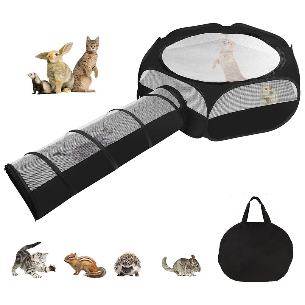 Katzenspielzelt mit Tunnel,tragbares Haustierzelt für Katzen und kleine Hunde, faltbar Katzenhöhle mit kratzfest und waschbar