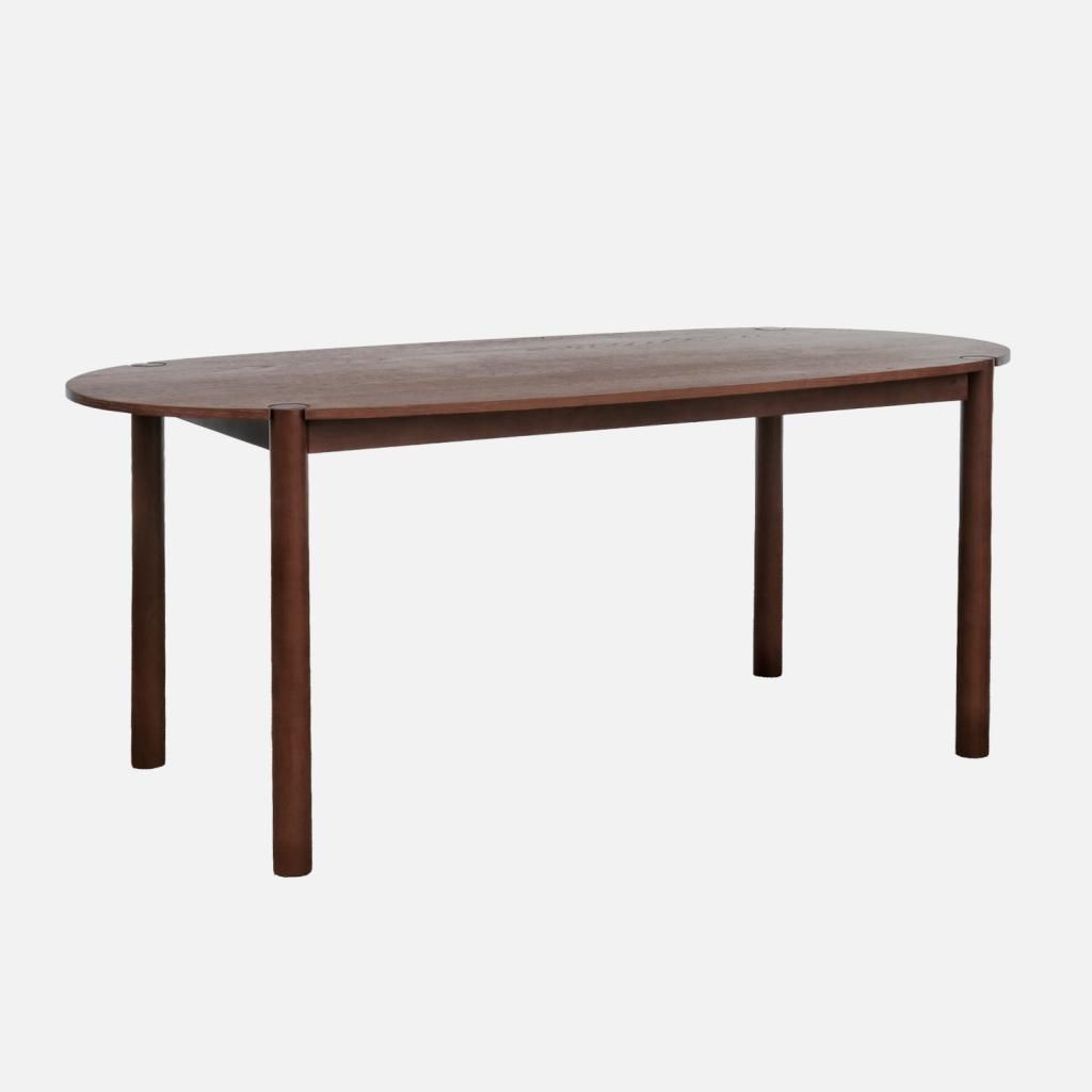sweeek - Ovaler Esstisch 180 cm aus Heveaholz für 6 Personen - Nussbaumfarben