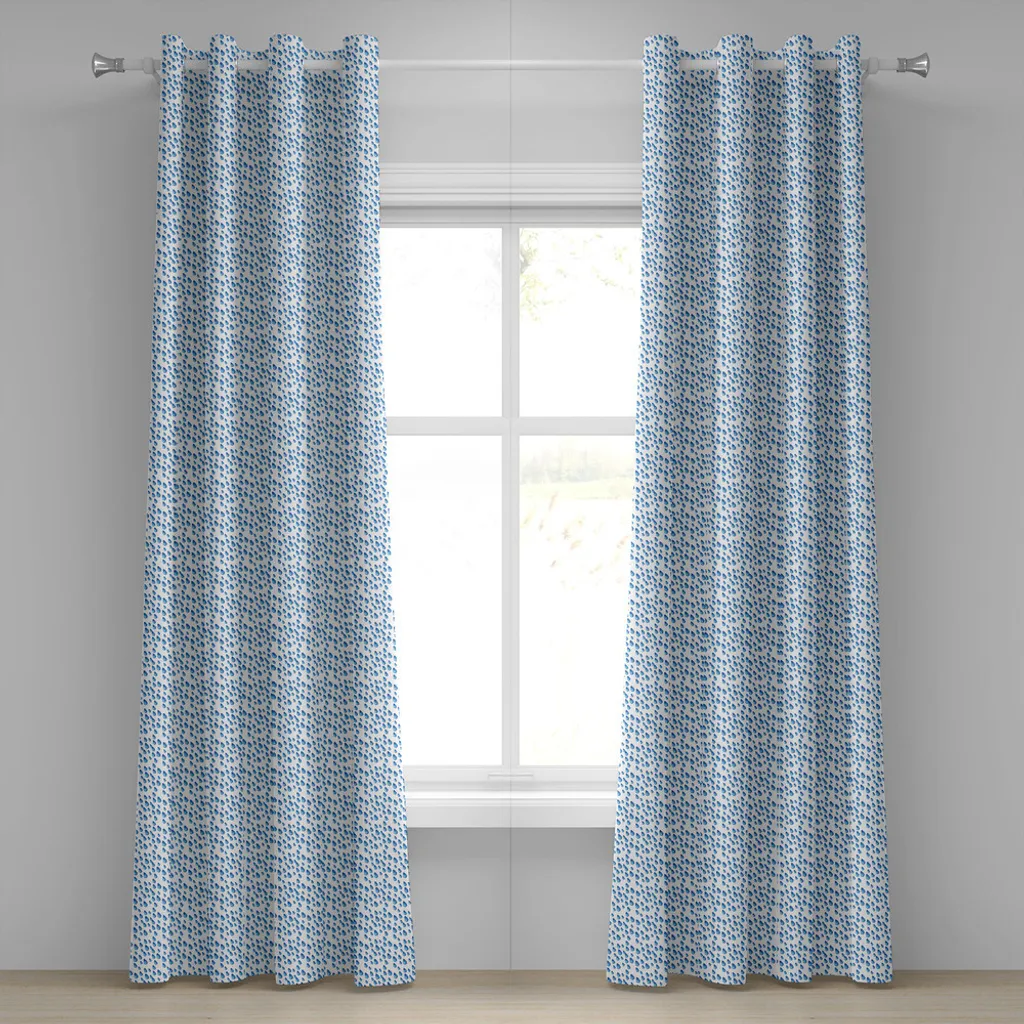 ABAKUHAUS Tenda con occhielli autunnale, gocce di pioggia Autunno Rituale autunnale Clima Liquido Gravità Ciclo dell'acqua Massa d'aria Immagine, Tende decorative a 2 pannelli per finestre, 280 cm x 225 cm, blu e bianco