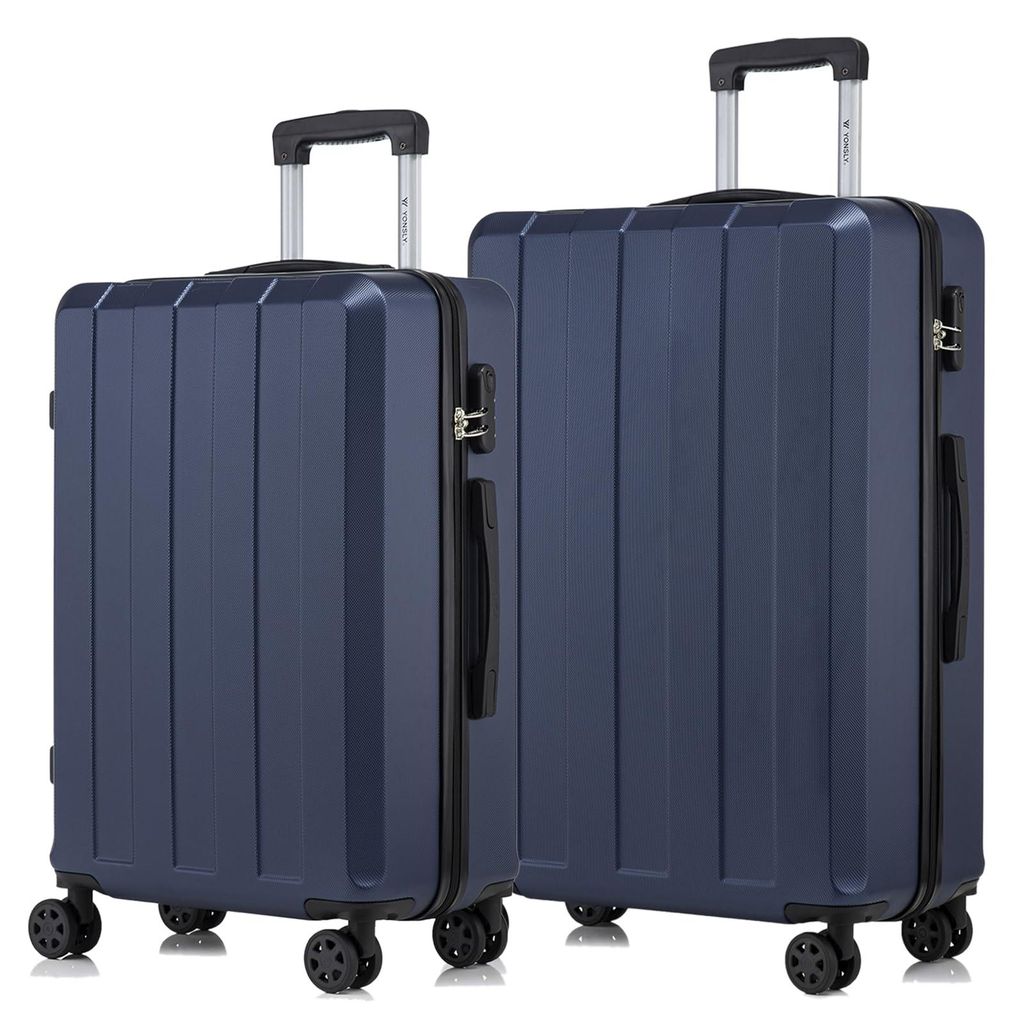 Suitcase Set, Rollkoffer Handgepäck, Kofferset, mit 4 Rollen 360°, Hartschalenreise Zahlenschloss, Weicher Gummigriff (2er Set, L&XL, Dunkelblau)
