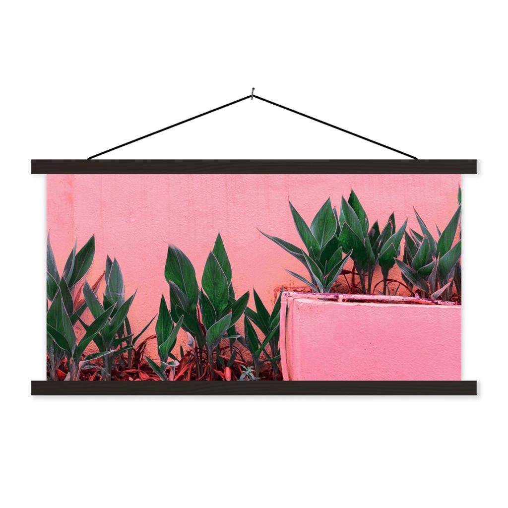 MuchoWow Textilposter Pflanzen - Sommer - Farbe 90x45 cm mit schwarzem Rahmen - Klemmleisten