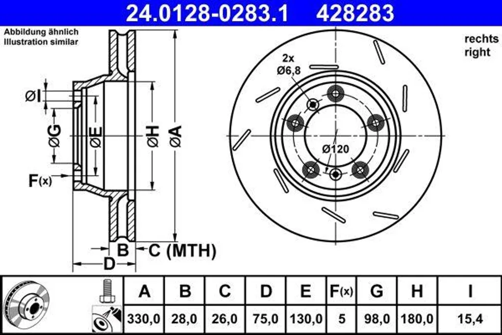 Disque de frein ATE anti-vibration et chaleur pour Panamera 970