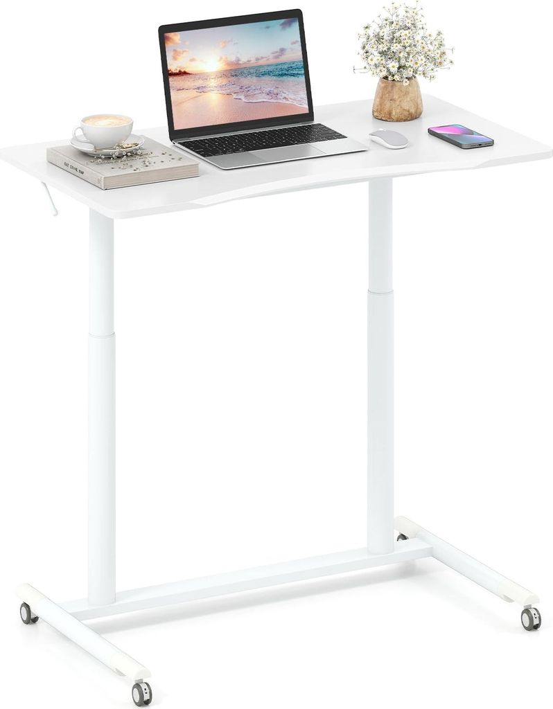 Höhenverstellbarer C-förmiger Schreibtisch mit Rollen, 70-106 cm