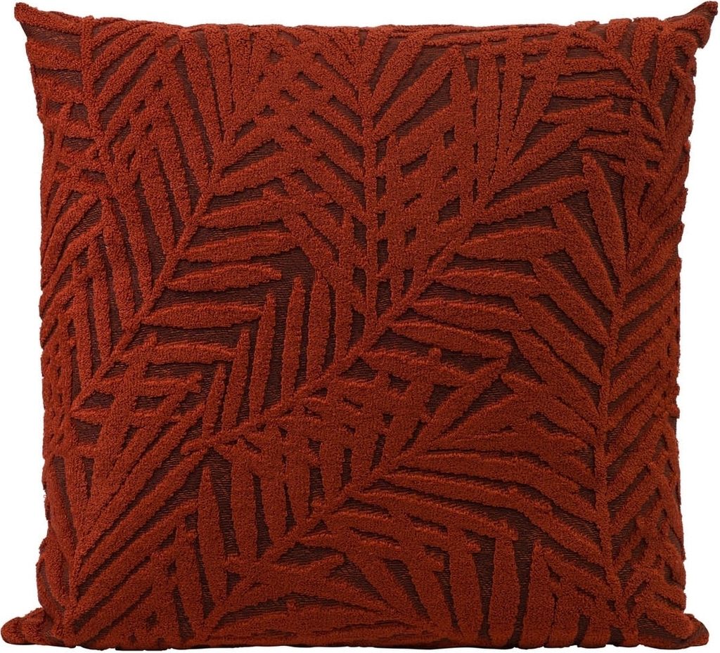 Kissenhülle - Zimtfarben - 40 x 40 cm - mit Reißverschluss - Farn-Motiv