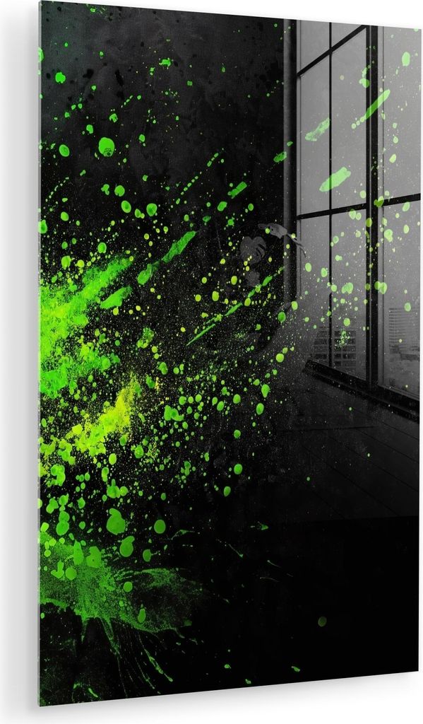 MuchoWow Glasbilder - Bilder auf Wandbild - Foto auf Glas Spiele - Splash - Grün - Chaotisch - Grün 20x30 cm Wanddekoration aus Glas - Acrylglasb...