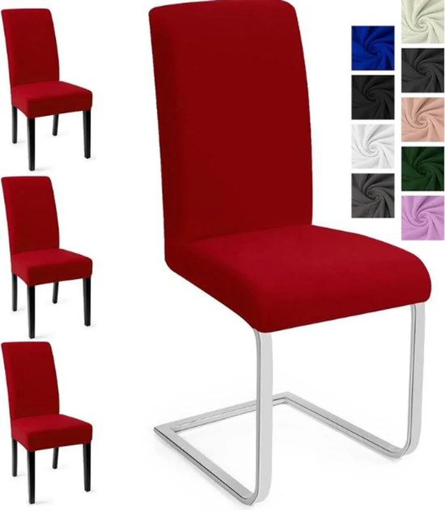 Lot de 4 housses de chaise rouges extensibles et lavables haute qualité