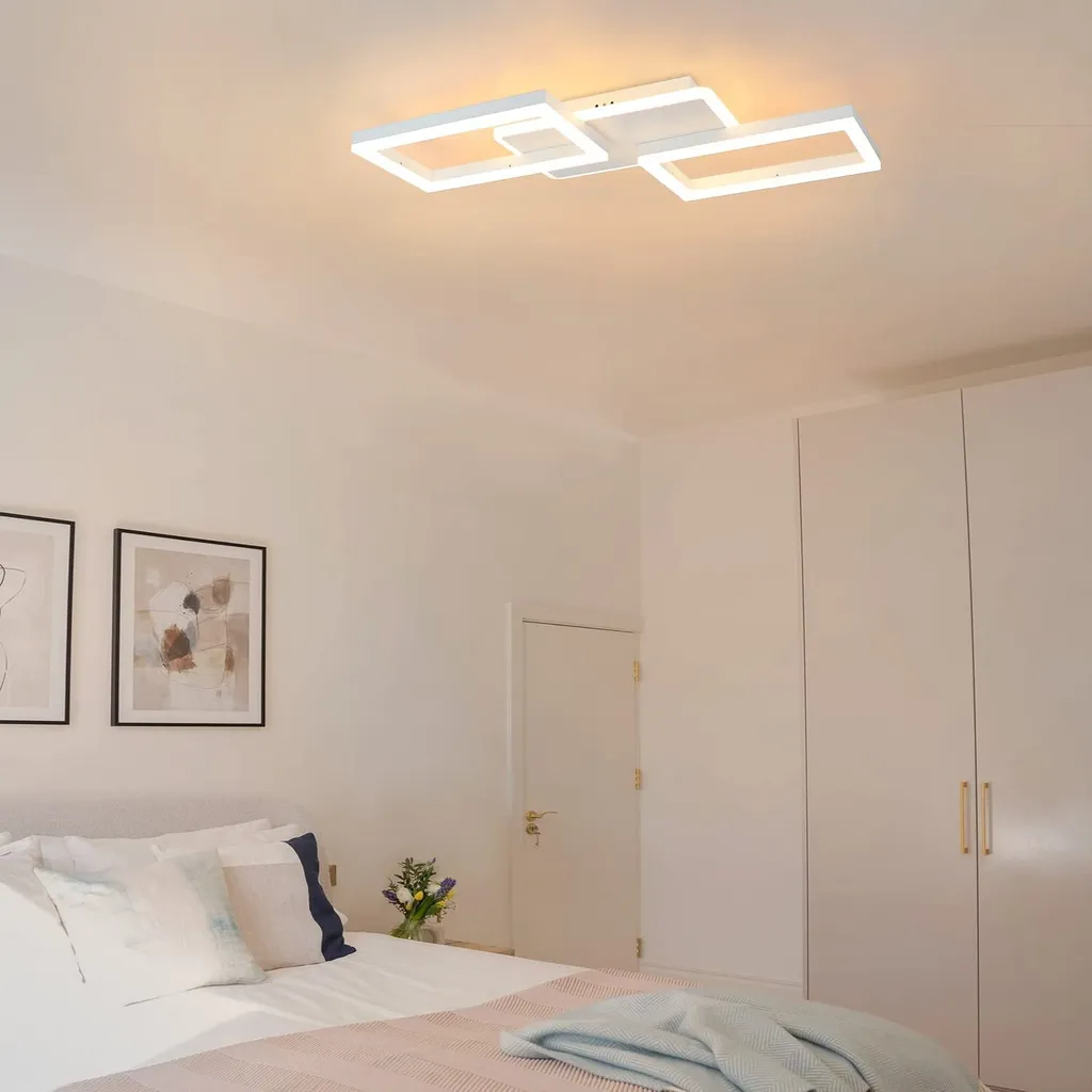 ZMH Plafonnier LED Chambre Dimmable 48W avec Télécommande Design Carré - 2